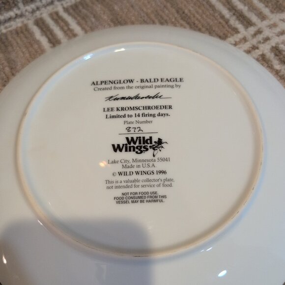 Wild Wings Alpenglow - Bald Eagle Round Lee Kromschroeder Plate Number 872,... - Picture 8 of 8